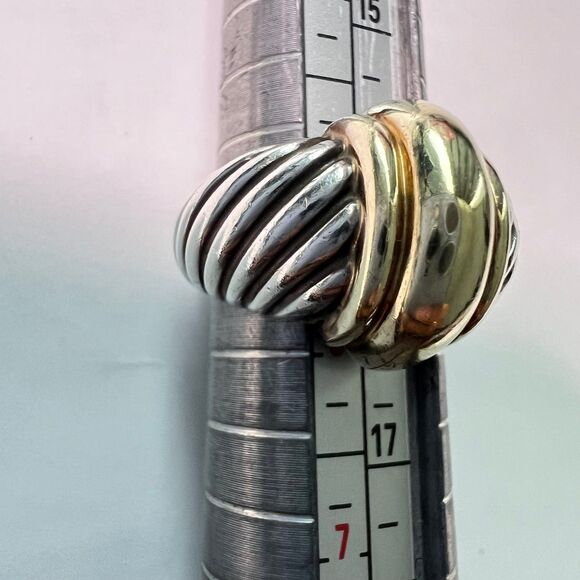 David Yurman 14k & Sterling Size 5.5 Dome Ring - Picture 6 of 6